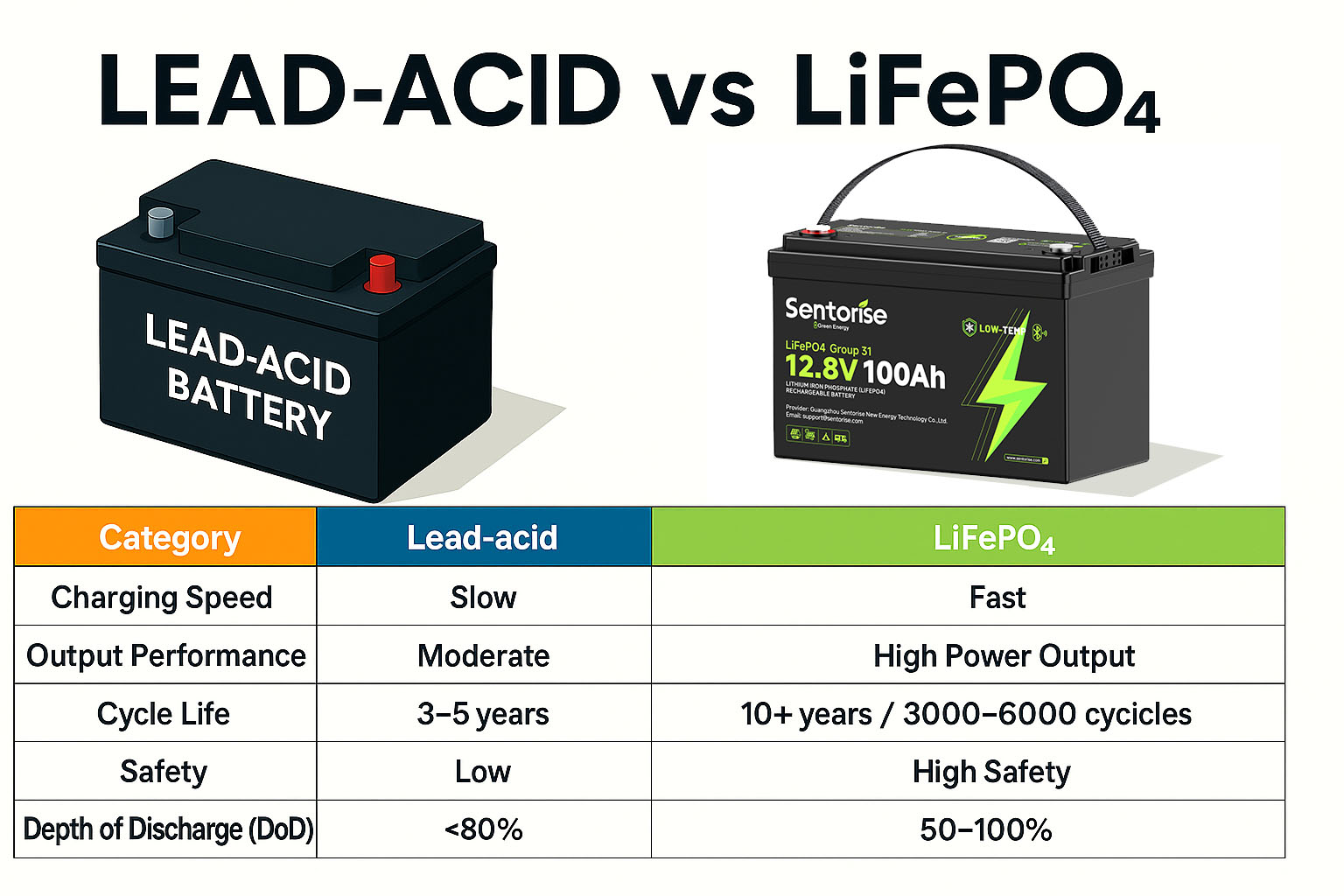 LiFePO₄ vs Lead-acid Batteries: RV & Off-grid Power Comparison (2025 Guide)