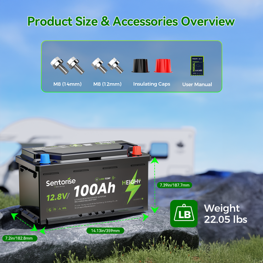 12V 100Ah LiFePO₄ Unterbodenbatterie – Slimline H190 für Wohnmobile und Wohnwagen