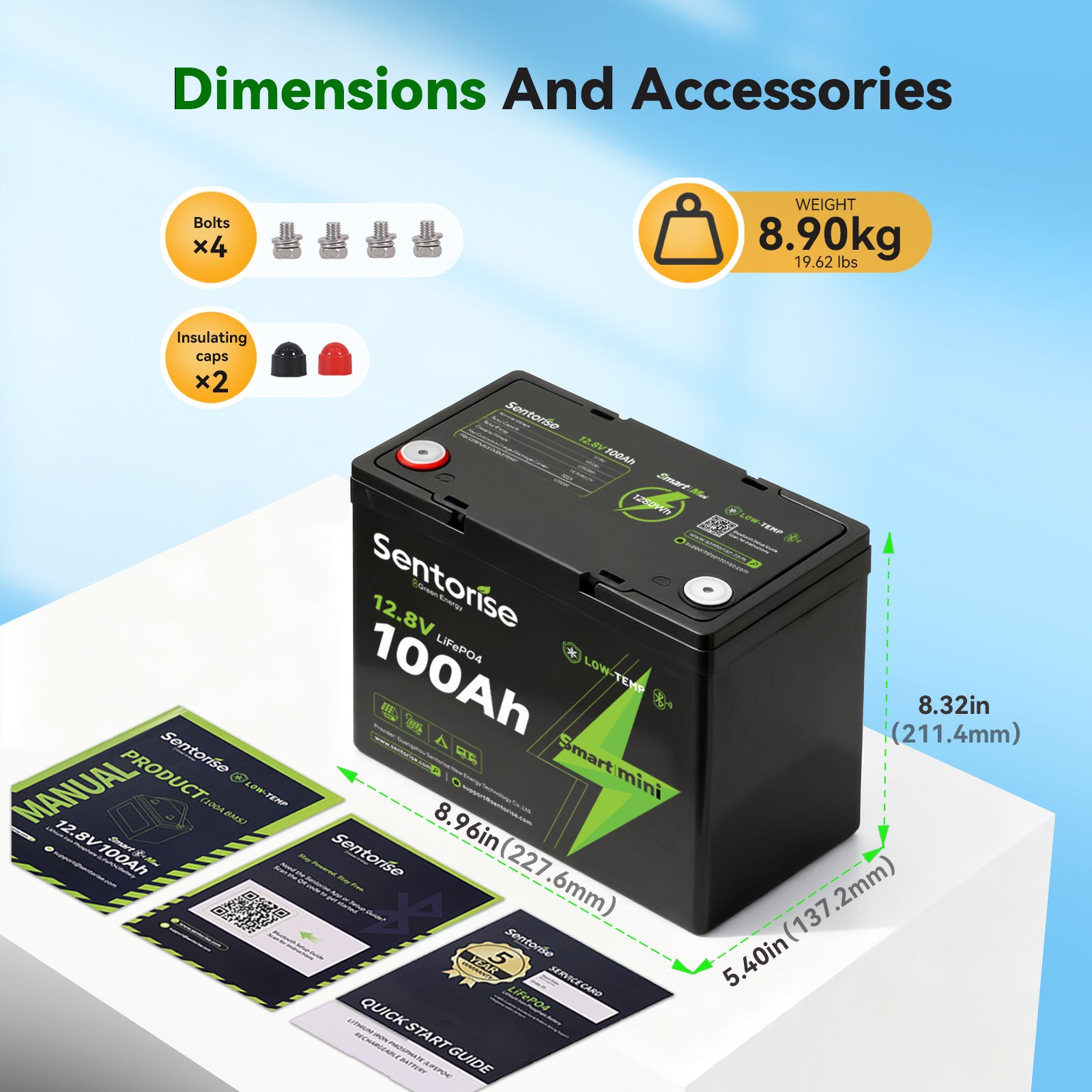 SuperMini 12V 100Ah LiFePO₄-Batterie – Platzsparendes Modell für Vans und kompakte Wohnmobile