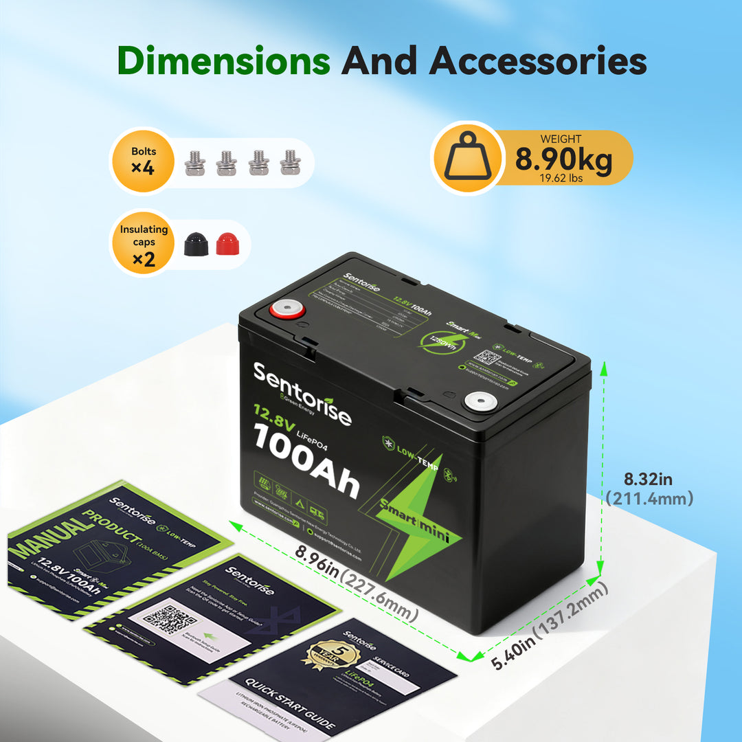 SuperMini 12V 100Ah LiFePO₄-Batterie – Platzsparendes Modell für Vans und kompakte Wohnmobile