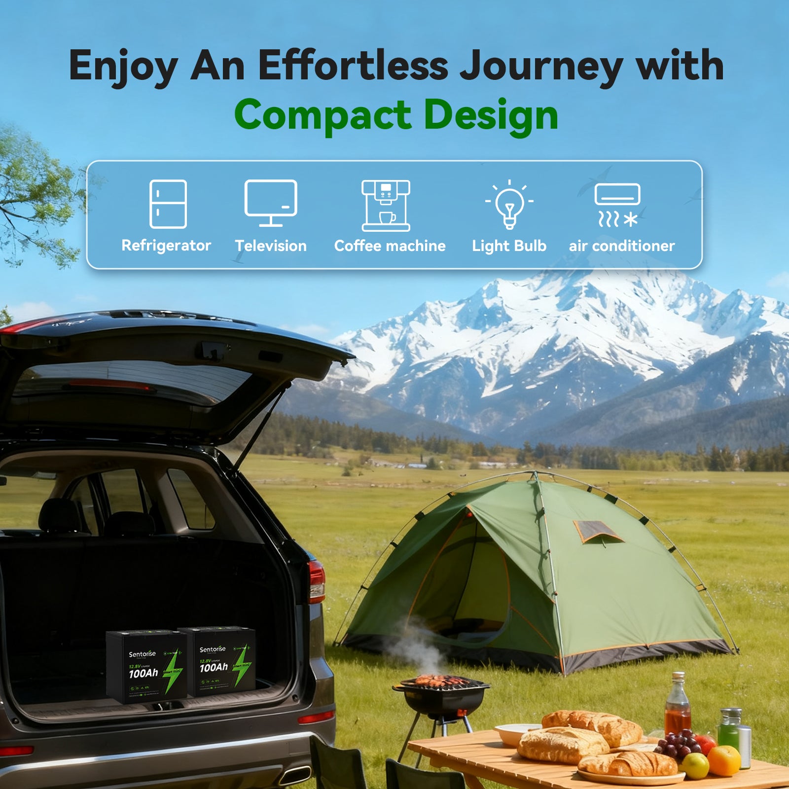 SuperMini 12V 100Ah LiFePO₄-Batterie – Platzsparendes Modell für Vans und kompakte Wohnmobile