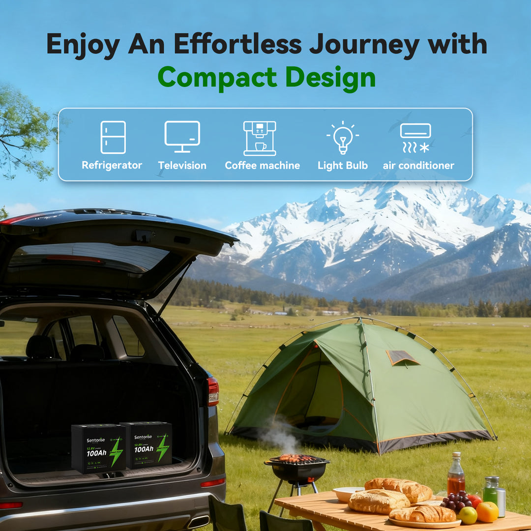 SuperMini 12V 100Ah LiFePO₄-Batterie – Platzsparendes Modell für Vans und kompakte Wohnmobile