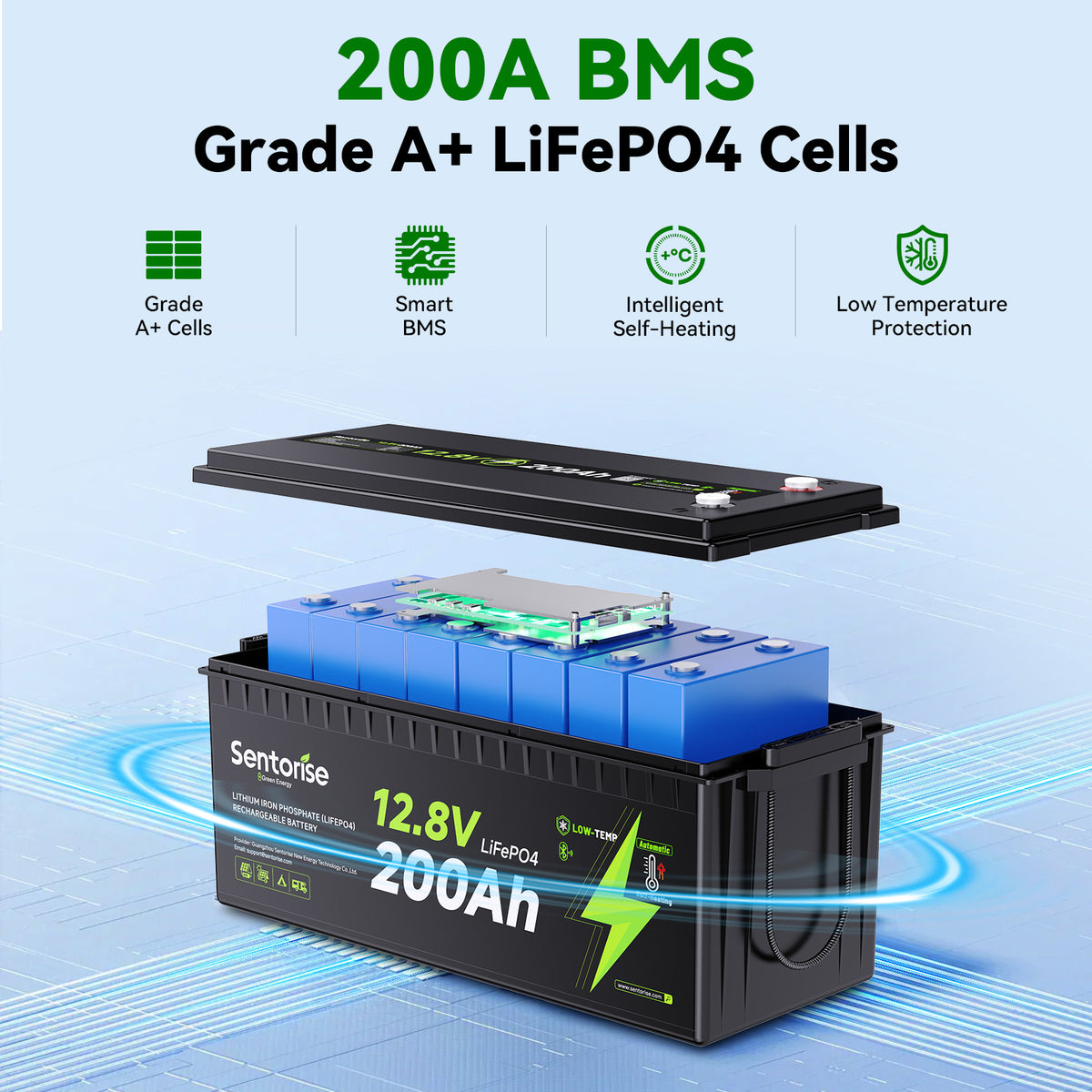 12V 200Ah Heated Bluetooth LiFePO4 Battery Secondary image