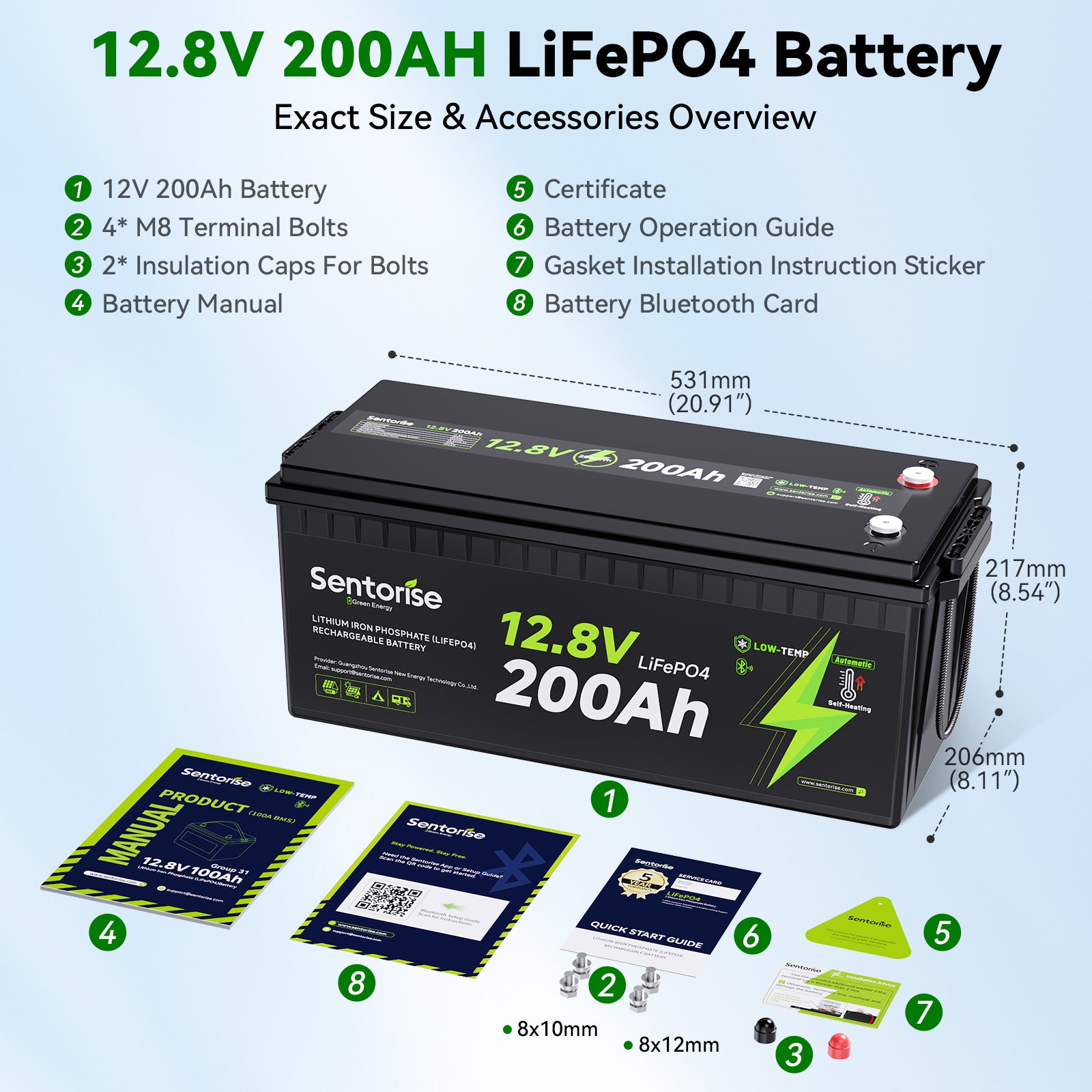 12 V 200 Ah LiFePO₄-Batterie mit Selbsterhitzung – Für netzunabhängige Stromversorgung und Strom in kalten Klimazonen