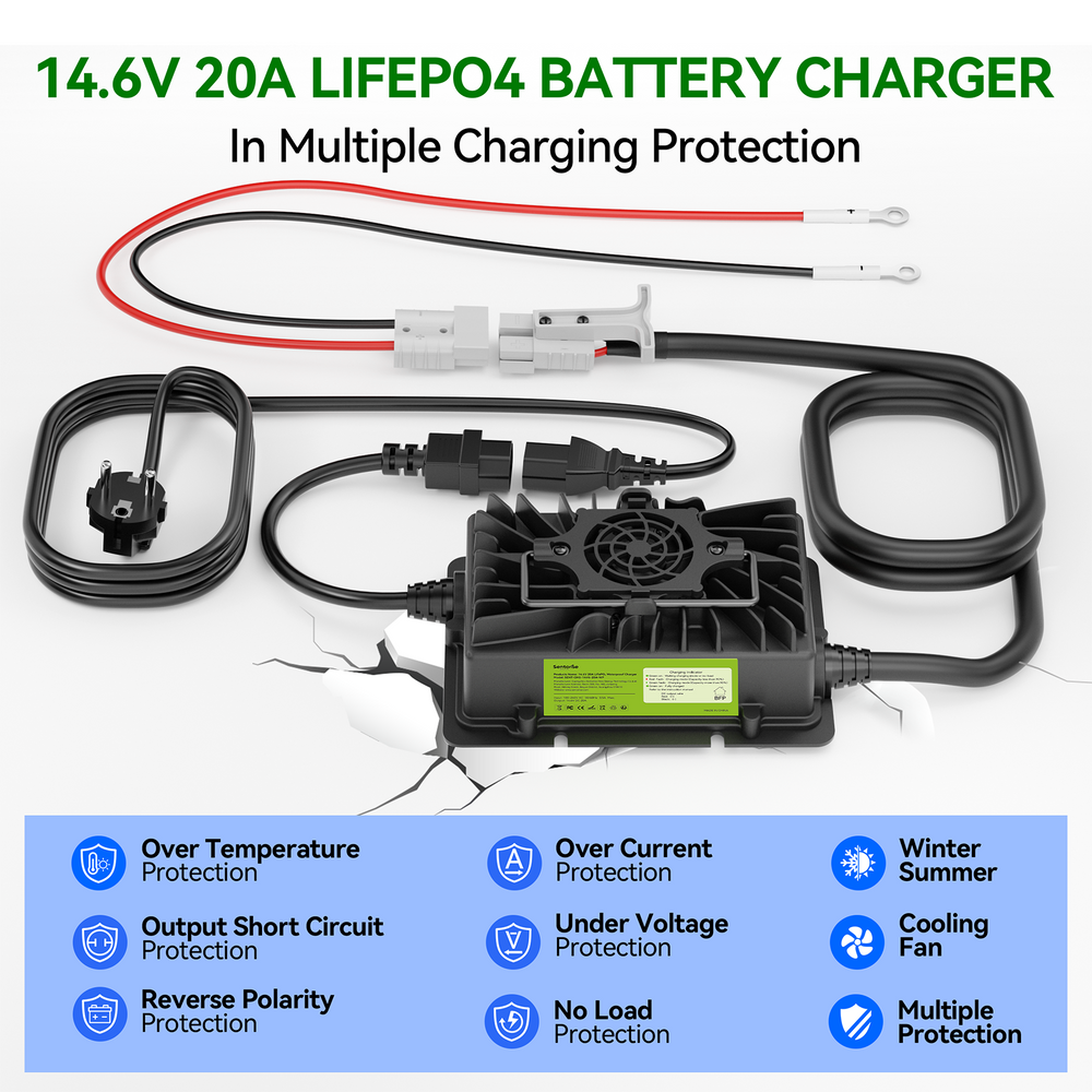 [Pre-order]20A LiFePO₄ Battery Charger – 14.6V Fast Charging, Fully Potted & Water-Resistant Design