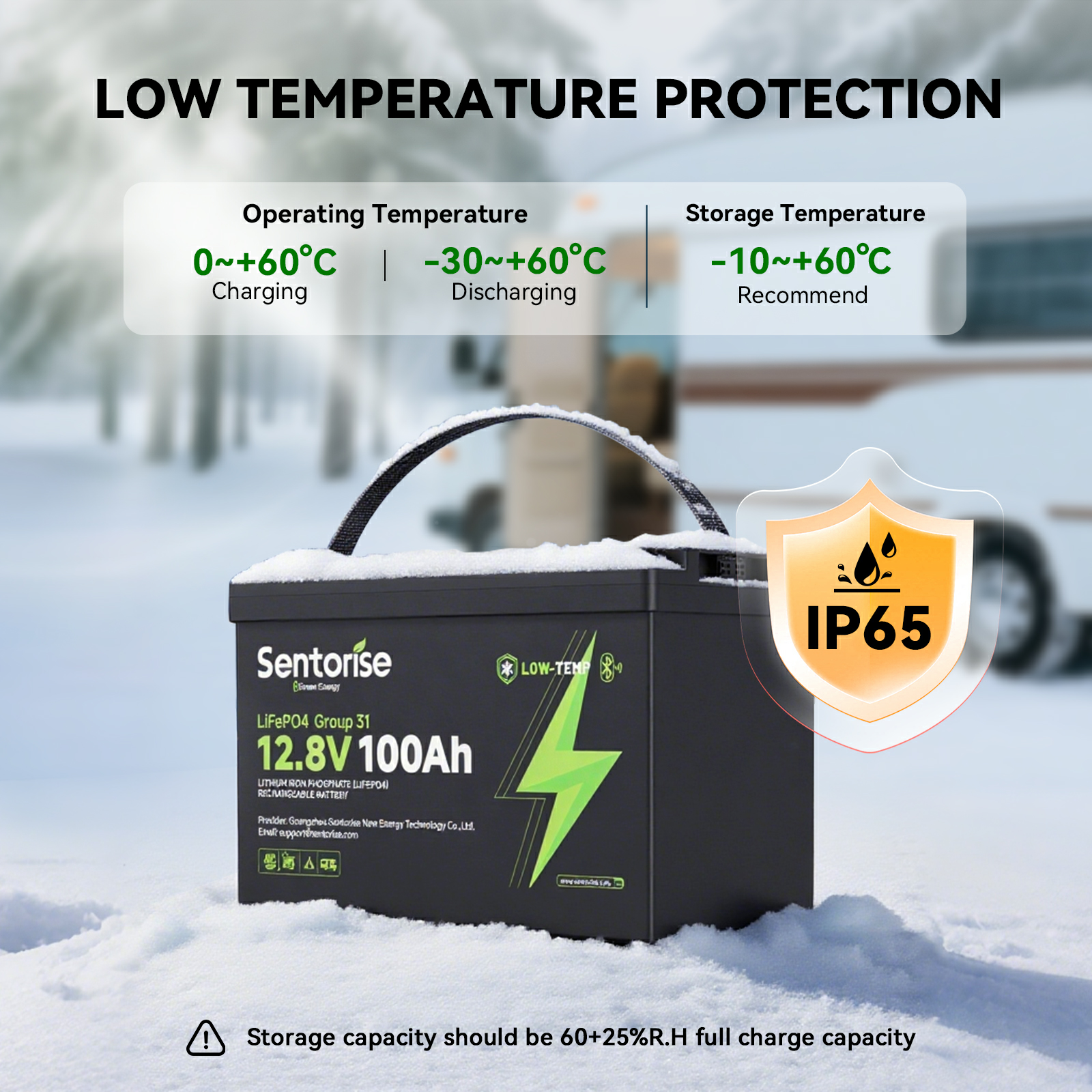 12V 100Ah LiFePO₄ Batterie – Sentorise Core Serie | Standardmodell für Wohnmobile