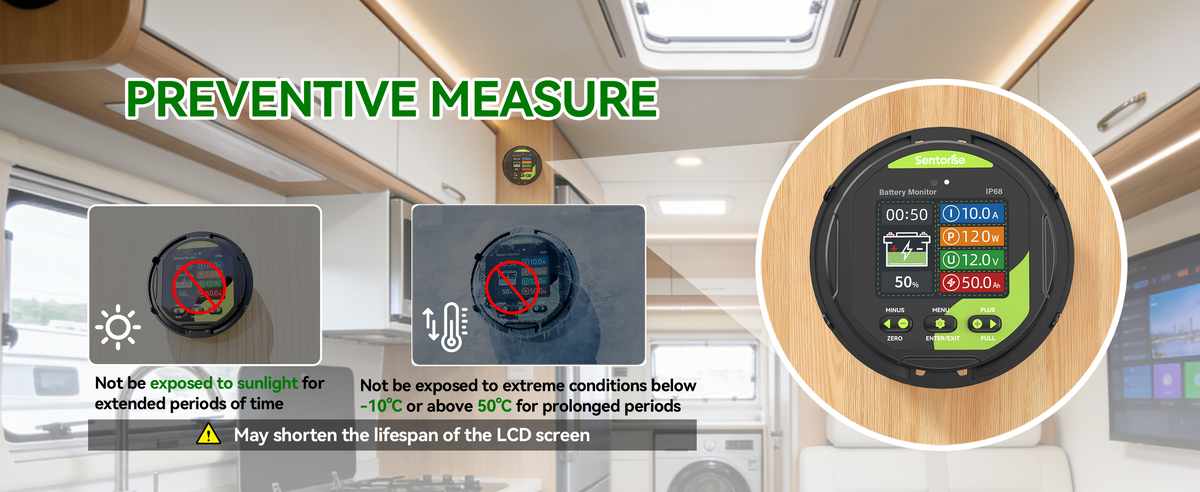 Sentorise battery monitor display operating precautions