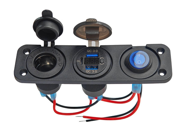 Sentorise 12V Power Socket with USB-C and Voltage Display